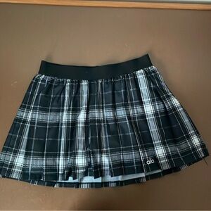ALO Yoga Black and White Plaid Mini Skirt
